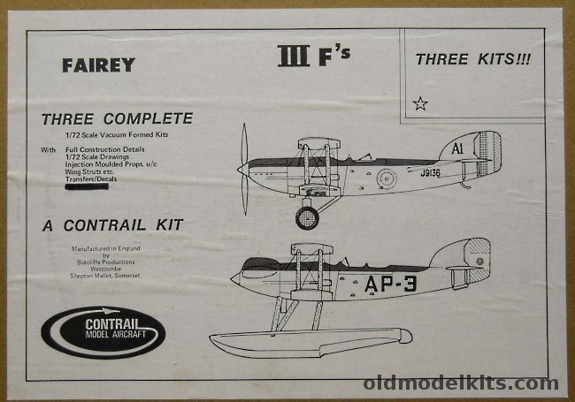 Contrail 1/72 Fairey IIIFs Three complete Kits - MkIV RAF J9136 207th Sq / MkI FAA HMS Hermes / MKIII Lorraine Engined Argentine Navy (Floats) / MkIII FAA (Floats) / MkI RAF 207th Sq / Chilean Navy (Floats) plastic model kit